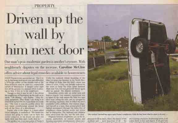 Independent newspaper's monthly magazine feature on Andy Pacino's curious garden art.